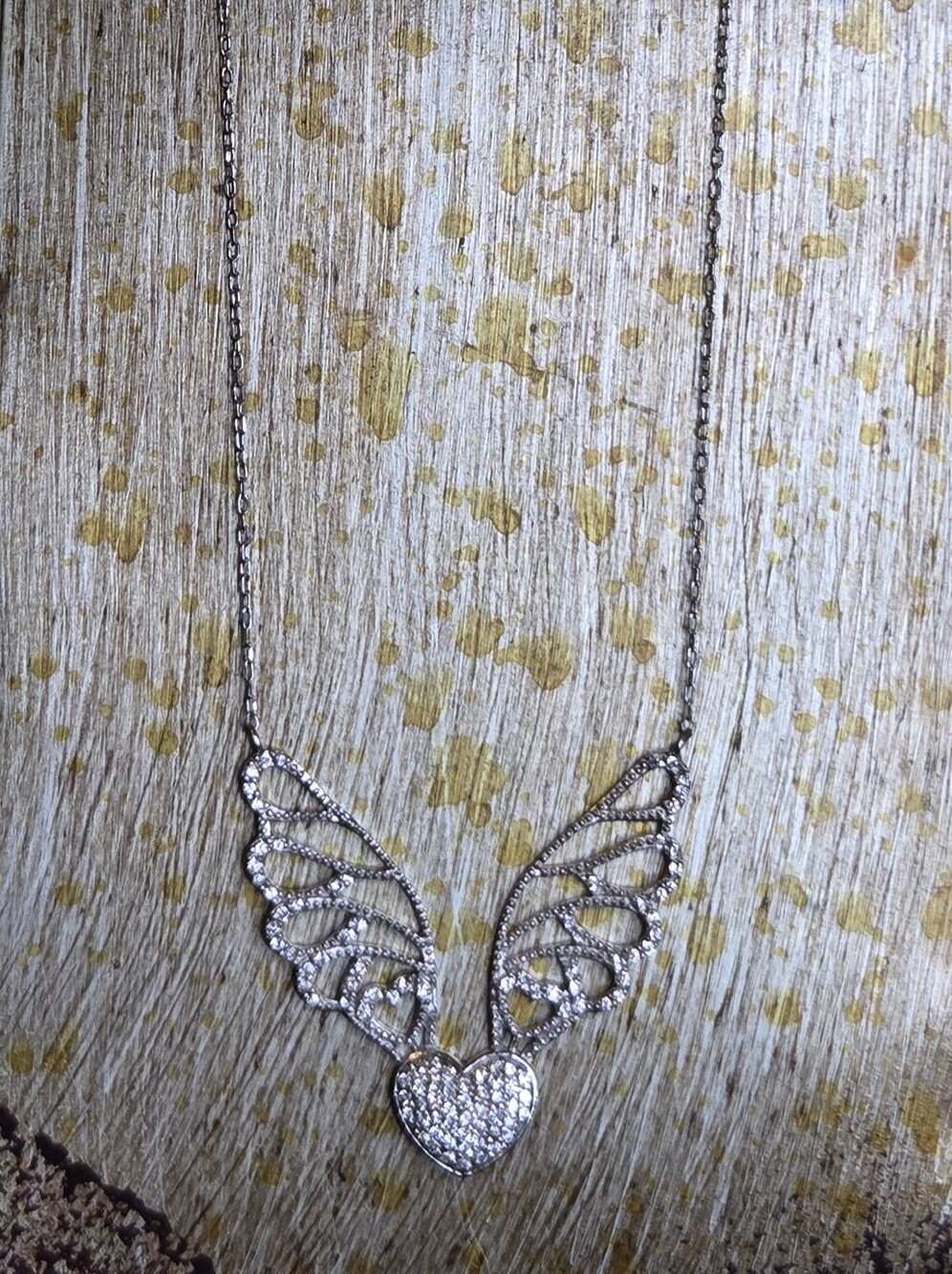 Beautiful Sparkly Rhinestone Winged Heart Neckcale Excellent Condition